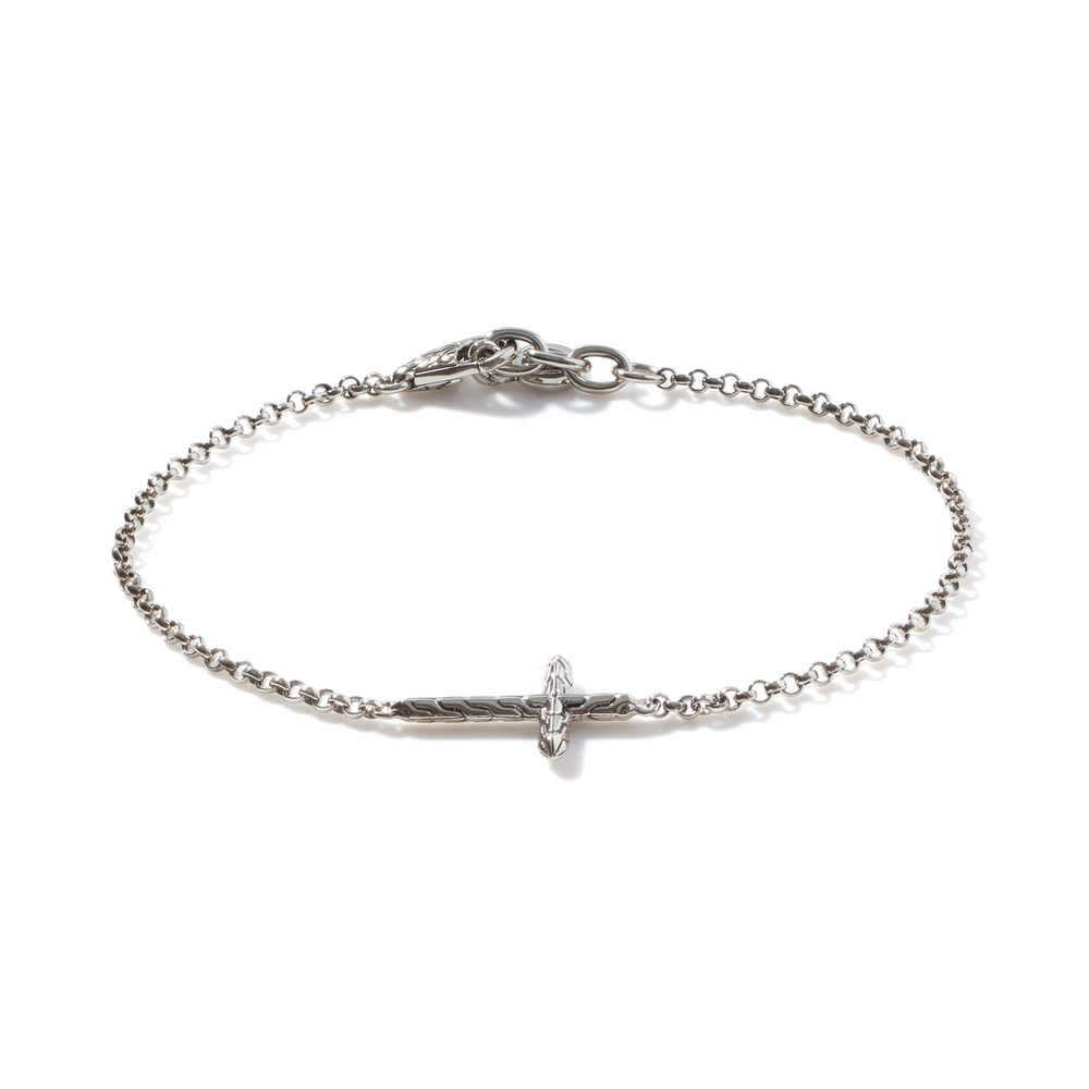 Essentials Silver 2mm Mini Rolo Chain Cross Bracelet by John Hardy