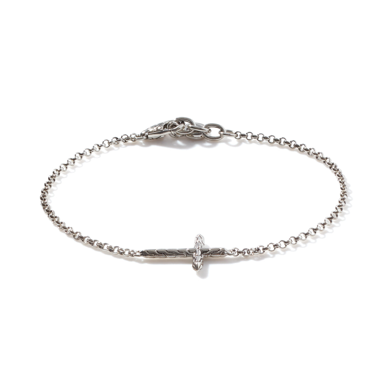 Essentials Silver 2mm Mini Rolo Chain Cross Bracelet by John Hardy