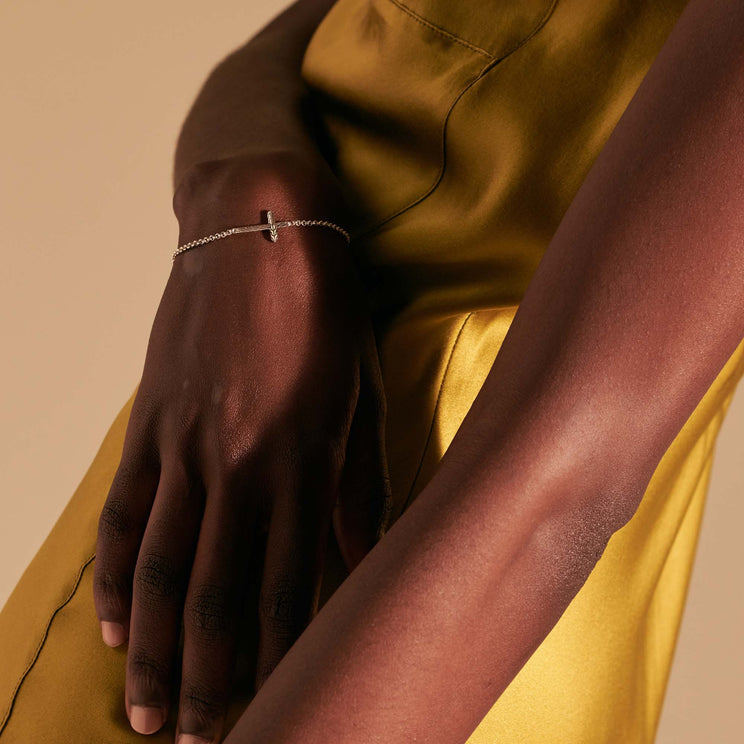 Essentials Silver 2mm Mini Rolo Chain Cross Bracelet by John Hardy