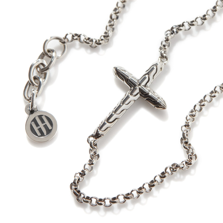 Essentials Silver 2mm Mini Rolo Chain Cross Bracelet by John Hardy