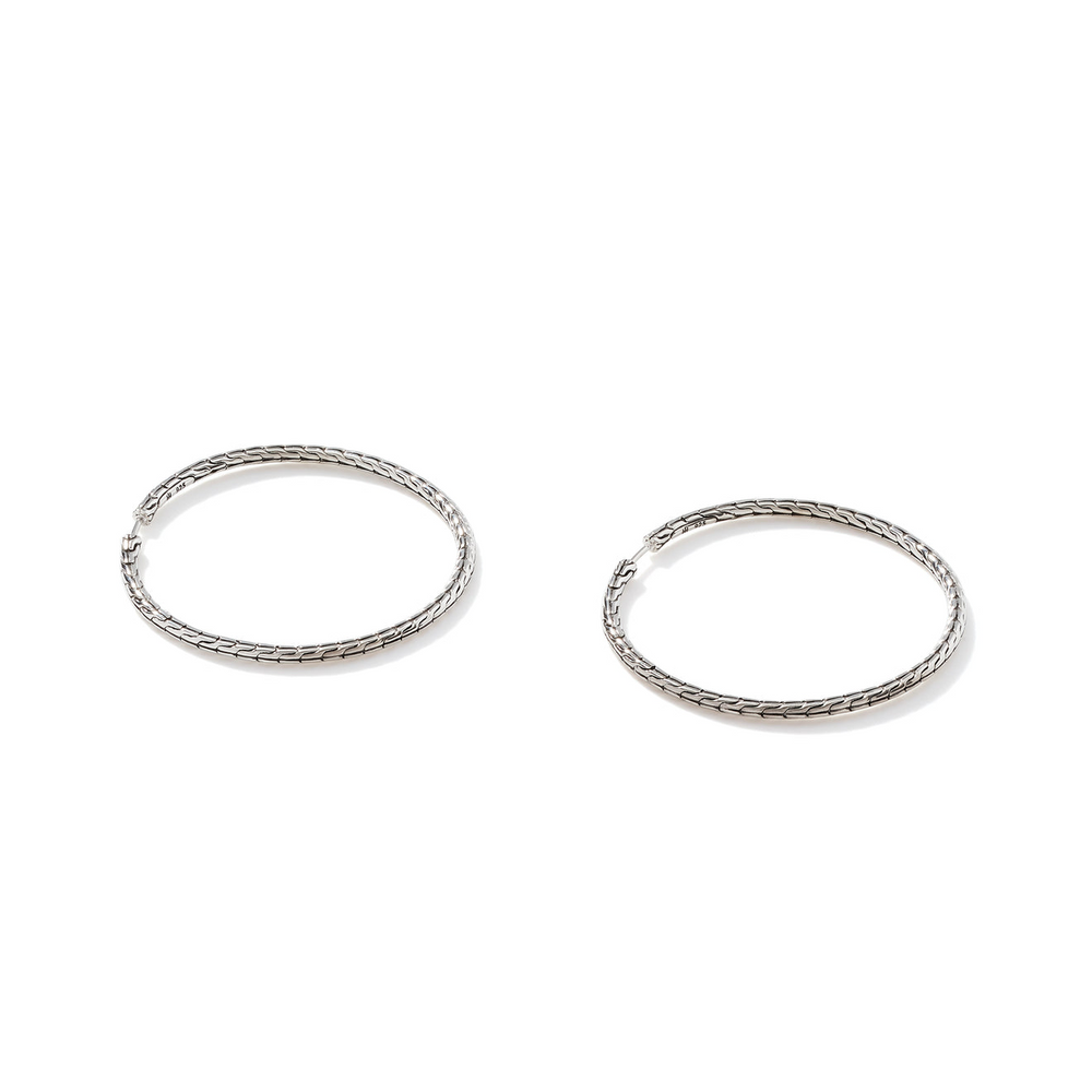 Essentials Silver Medium Hoop Earrings with Full Closure by John Hardy