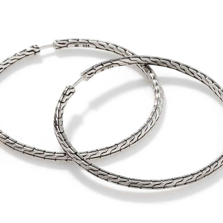 Essentials Silver Medium Hoop Earrings with Full Closure by John Hardy