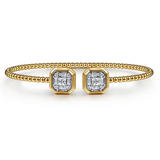 14K Yellow Gold Bujukan Baguette & Princess Cut Diamond Bangle Bracelet by Gabriel