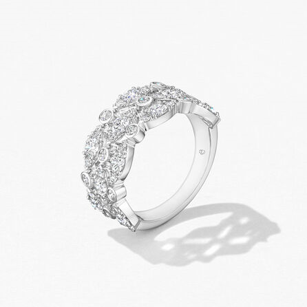 18K White Gold Bezel Regal Triple Diamond Ring by HOF