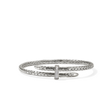 Spear Silver Diamond Pave Bypass Flex Cuff by John Hardy