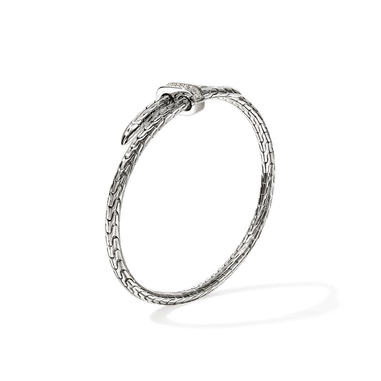 Spear Silver Diamond Pave Bypass Flex Cuff by John Hardy