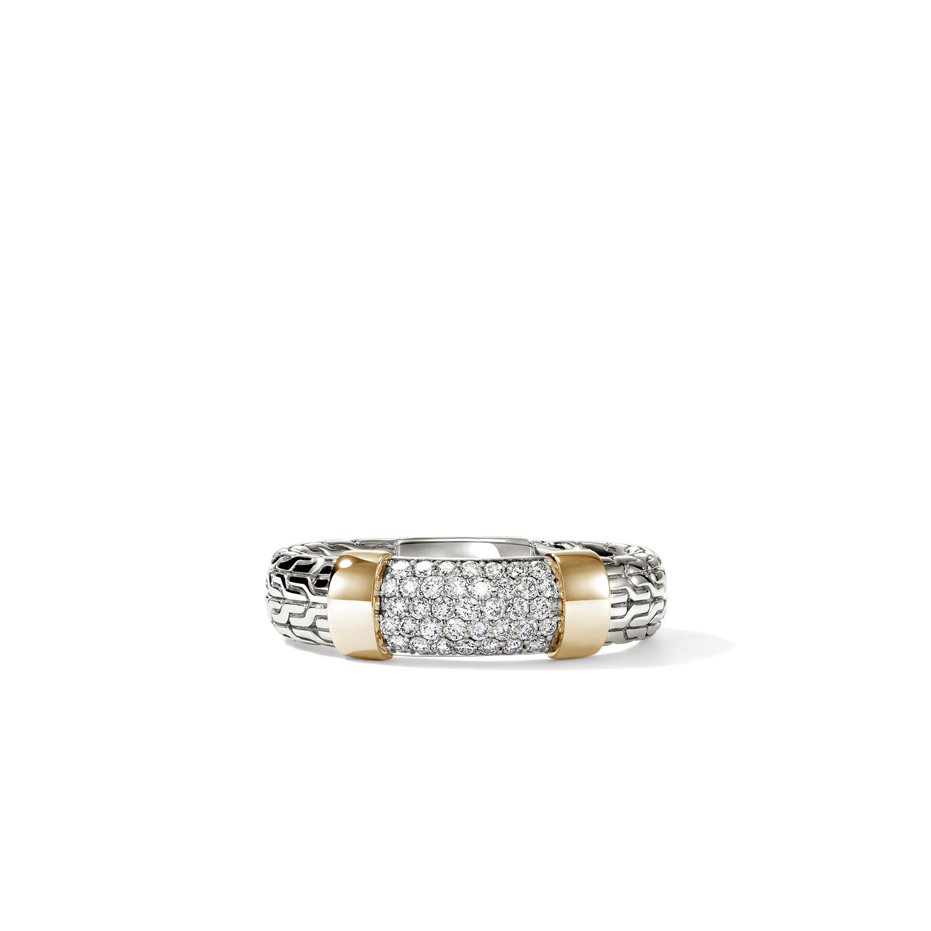 JH Essentials 14K Gold & Silver Diamond Pave Ring by John Hardy