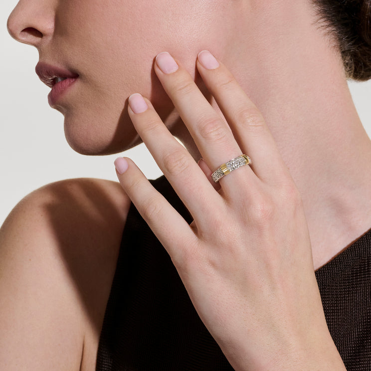 JH Essentials 14K Gold & Silver Diamond Pave Ring by John Hardy