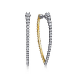 14K White & Yellow Gold Bujukan & Graduating Diamond Classic Hoop Earrings by Gabriel