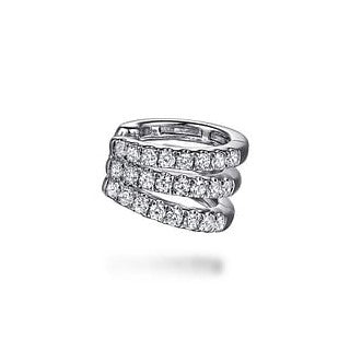 14K White Gold Three Row Diamond Single Ear Cuff by Gabriel