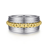 Sterling Silver & Yellow Gold Bujukan Wide Band Ring by Gabriel