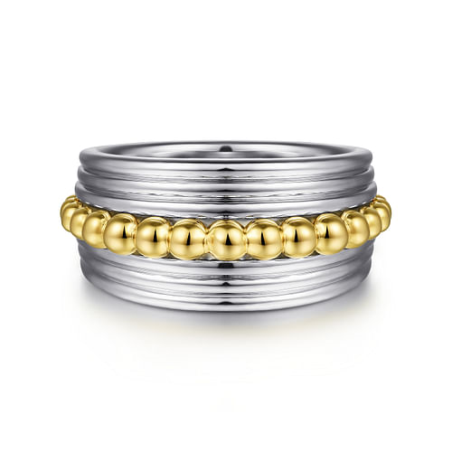 Sterling Silver & Yellow Gold Bujukan Wide Band Ring by Gabriel