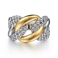 Sterling Silver & Yellow Gold Bujukan Link Ring by Gabriel