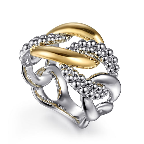 Sterling Silver & Yellow Gold Bujukan Link Ring by Gabriel