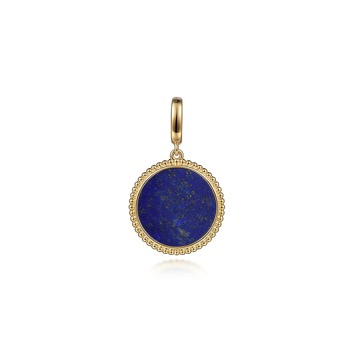 Yellow Gold Round Lapis Inlay Pendant