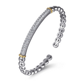 Sterling Silver & Yellow Gold Bujukan White Sapphire Open Bangle Bracelet