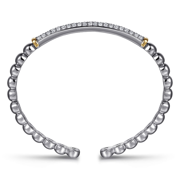 Sterling Silver & Yellow Gold Bujukan White Sapphire Open Bangle Bracelet
