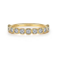 Yellow Gold Bezel Set Diamond Stackable Ring