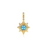 Yellow Gold Blue Topaz Medallion Pendant