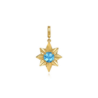 Yellow Gold Blue Topaz Medallion Pendant