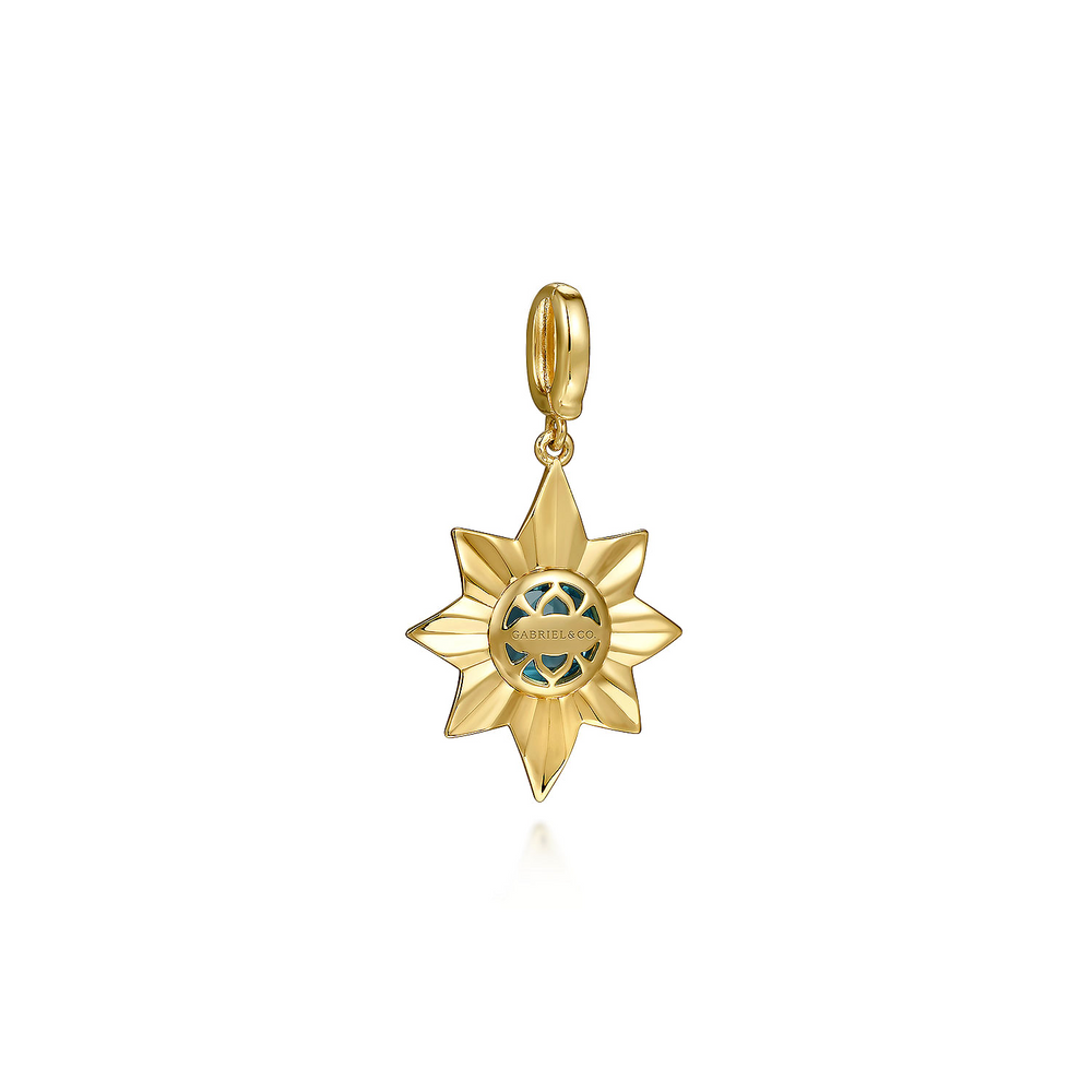 Yellow Gold Blue Topaz Medallion Pendant