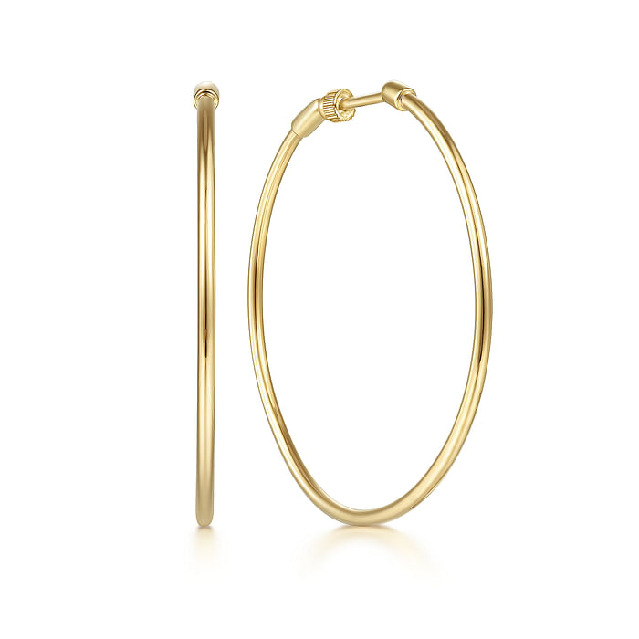 Yellow Gold Round Classic Hoop Earrings