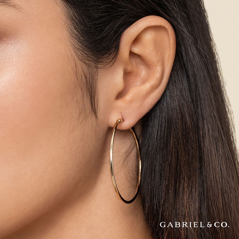 Yellow Gold Round Classic Hoop Earrings