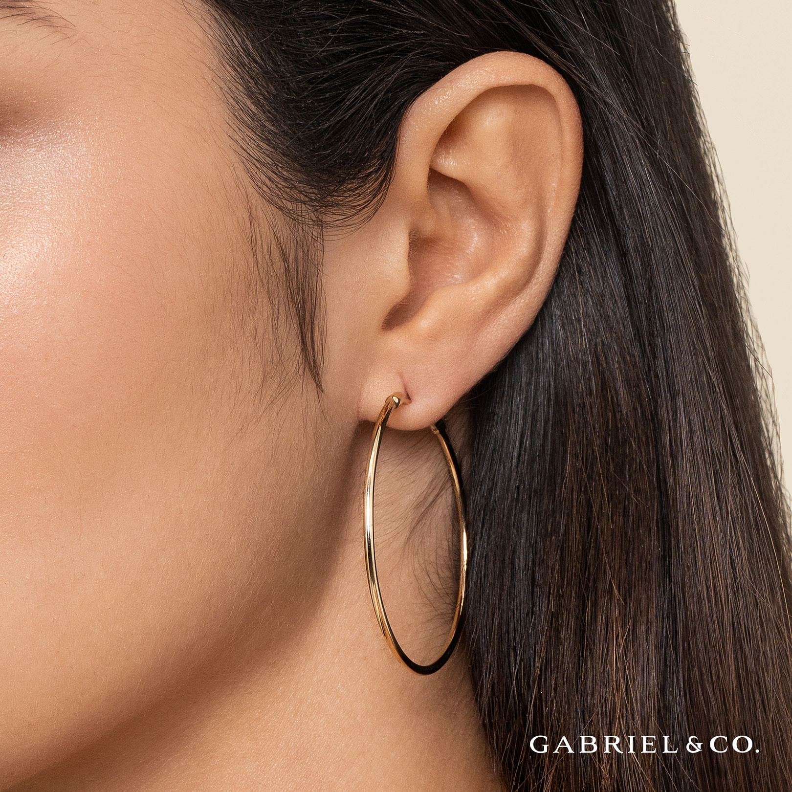 Yellow Gold Round Classic Hoop Earrings