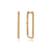 Yellow Gold Bujukan Beads Rectangle Hoop Earrings