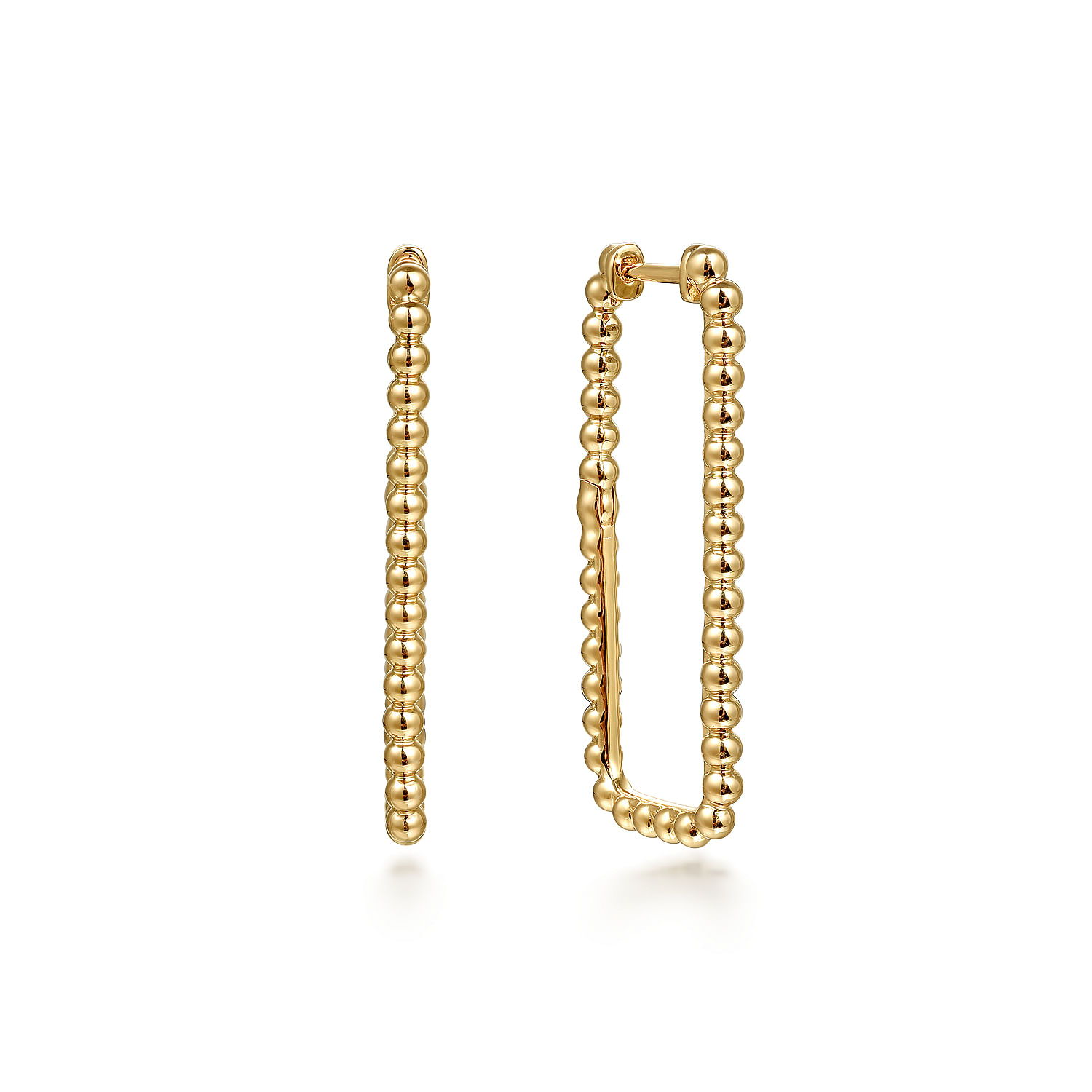 Yellow Gold Bujukan Beads Rectangle Hoop Earrings