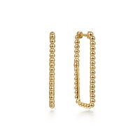 Yellow Gold Bujukan Beads Rectangle Hoop Earrings
