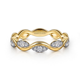 Yellow Gold Diamond Twisted Stackable Ring