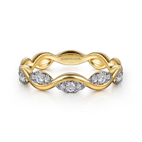 Yellow Gold Diamond Twisted Stackable Ring
