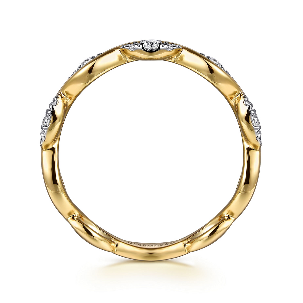 Yellow Gold Diamond Twisted Stackable Ring