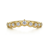 Yellow Gold Vintage Inspired Curved Diamond Anniversary Band