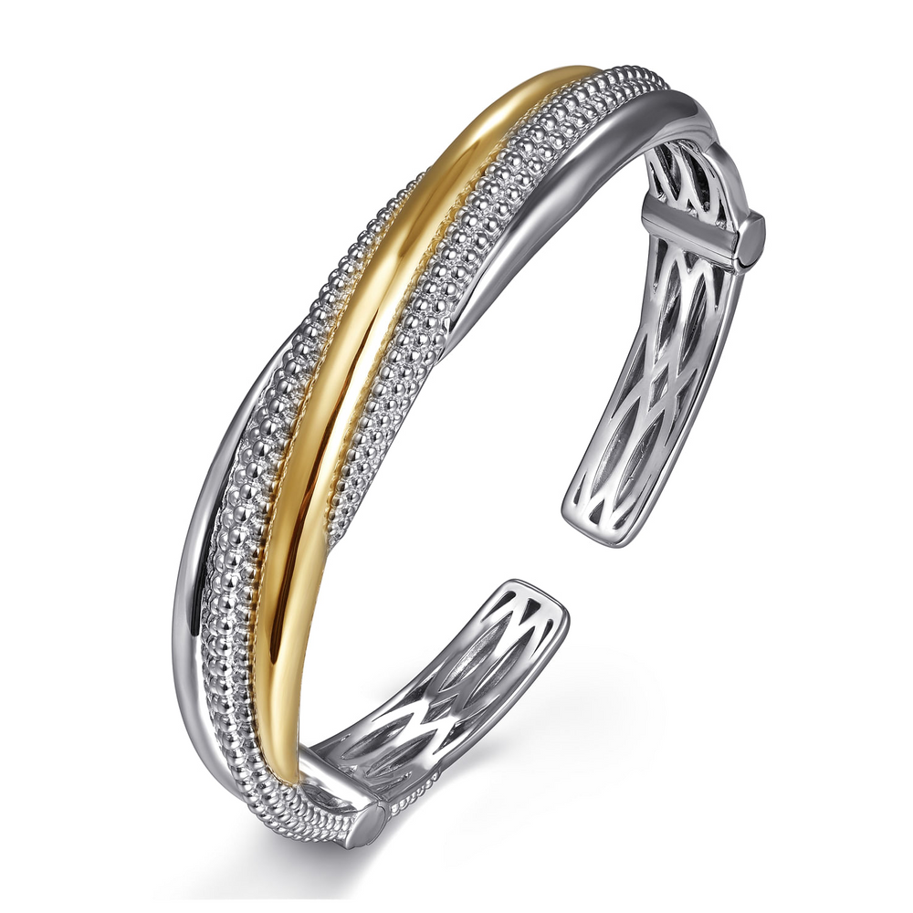 Sterling Silver & 14K Yellow Gold Bujukan Multiple Row Bangle Bracelet by Gabriel