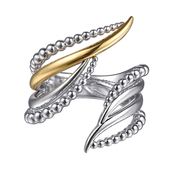 Sterling Silver & 14K Yellow Gold Bujukan Multiple Row Bypass Ring by Gabriel