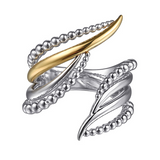 Sterling Silver & 14K Yellow Gold Bujukan Multiple Row Bypass Ring by Gabriel