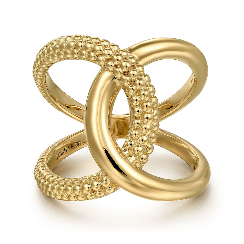 14K Yellow Gold Bujukan Twisted Ladies Ring by Gabriel