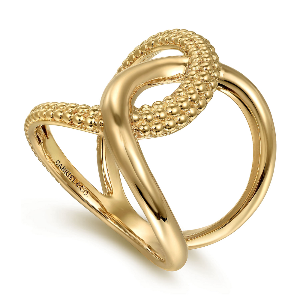 14K Yellow Gold Bujukan Twisted Ladies Ring by Gabriel