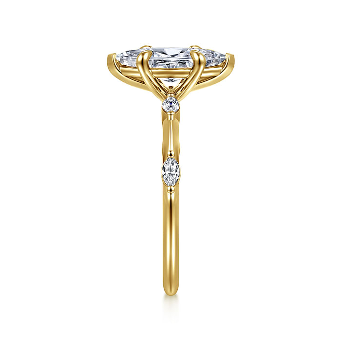 Yellow Gold Marquise Shape Diamond Semi-Mount Ring