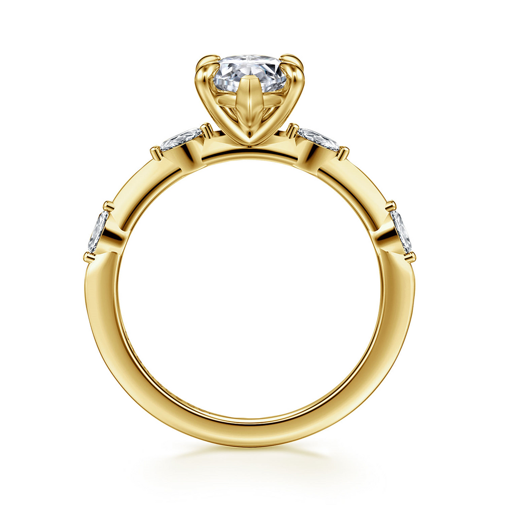 Yellow Gold Marquise Shape Diamond Semi-Mount Ring