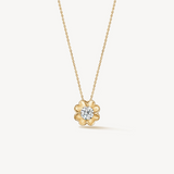 18K Yellow Gold Diamond Whimsical Clover Pendant Necklace by HOF