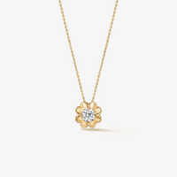 18K Yellow Gold Diamond Whimsical Clover Pendant Necklace by HOF