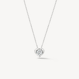 18K White Gold Diamond Whimsical Heart Diamond Pendant Necklace by HOF
