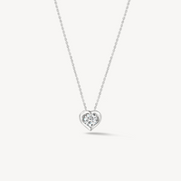 18K White Gold Diamond Whimsical Heart Diamond Pendant Necklace by HOF