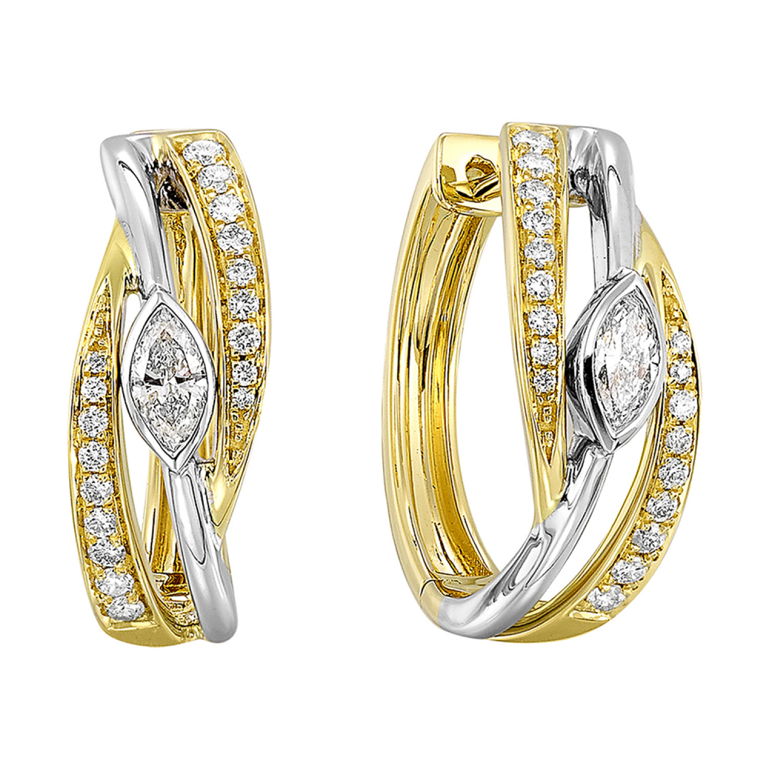14K Yellow & White Gold Diamond Earrings