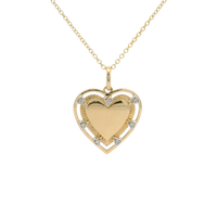 14K Yellow Gold Diamond Heart Charm Pendant