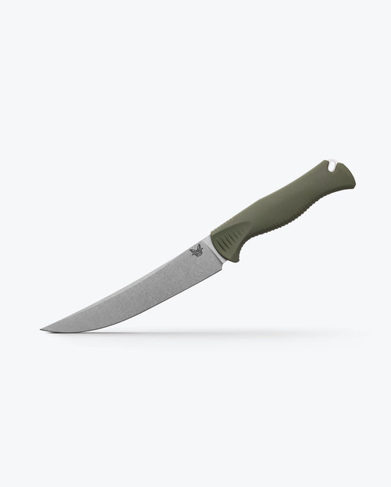 Meatcrafter Dark Olive Santoprene 6" Trailing Point Knife by Benchmade