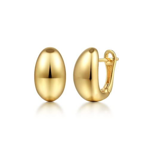 14K Yellow Gold Oval Huggie Earrings by Gabriel